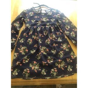 So Goods For Life Women's Long Sleeve Tie Back Mini Floral Dress Size S